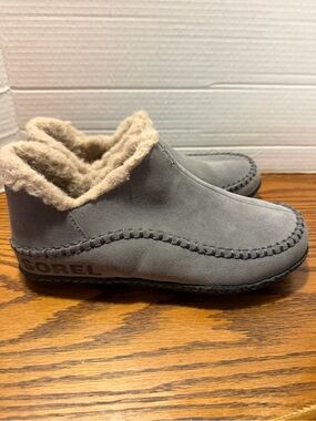 Sorel men’s 7 gray Fleece-Lined Slip-On Slippers warm cozy
